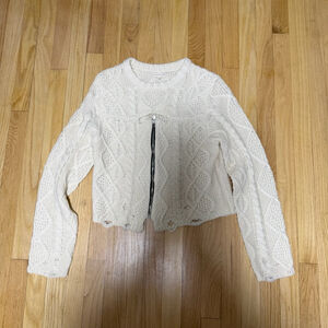 GILDED INTENT Cream Cable Knit Sweater XL Fits more like a Large